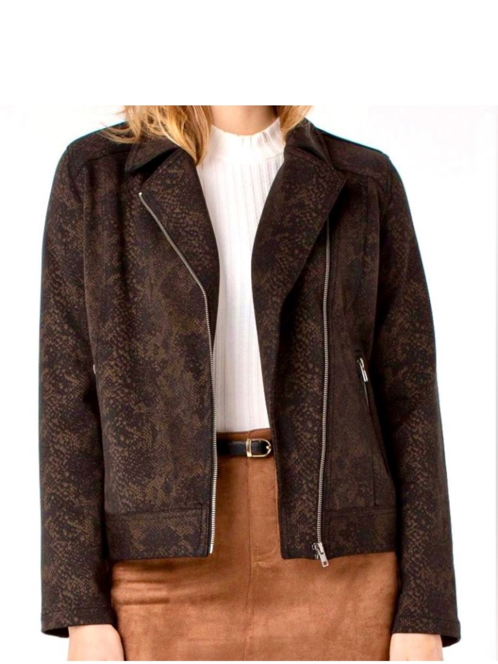 Liverpool Metallic Python Moto Jacket Women’s Size S Zip Front Copper Snakeskin